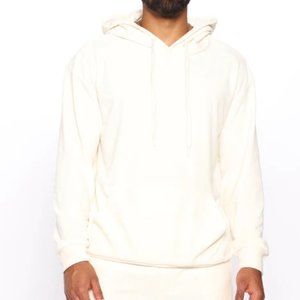 FASHION NOVA MEN Velour Hoodie, Off White, Size L, NwT
